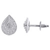 10K White Gold Diamond Pear Shaped Earring Studs & Pendant Charm Set 0.42 CTW.