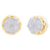 10K Yellow Gold Real Diamond 6-Prong Sutds 8mm Mens 3D Pave Earrings 0.15 CT.