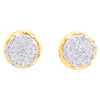 10K Yellow Gold Real Diamond 6-Prong Sutds 8mm Mens 3D Pave Earrings 0.15 CT.