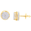 10K Yellow Gold Real Diamond 6-Prong Sutds 8mm Mens 3D Pave Earrings 0.15 CT.