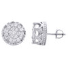 10K White Gold Genuine Diamond 8-Prong Sutds 12mm Mens 3D Pave Earrings 1 CT.