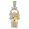 Diamond Laughing Buddha Pendant Mens 10K Yellow Gold Round Pave Charm 0.33 Tcw.