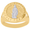 Echter Santa Barbara-Ring aus 10-karätigem Gelbgold mit Kreuz-Statement-Band, 17 mm