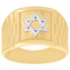 10K Yellow Gold Two Tone Star of David / Shield Symbol Statement Ring 14mm Band