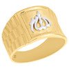 10K Yellow Gold Two Tone Arabic Script Allah Dome Statement Pinky Ring 14mm Band