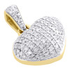 10K Yellow Gold Real Diamond Heart Shaped Dome Pendant 0.60" Fancy Charm 0.16 CT