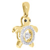 10K Yellow Gold Dancing Diamond Turtle Pendant 0.75" Womens Fancy Charm 1/10 CT.