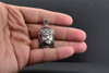 Black Diamond Mini Jesus Face Pendant .925 Sterling Silver White Finish Charm