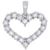 10K White Gold Real Diamond Heart Shaped Miracle Set Pendant 0.70" Charm 1/5 CT.