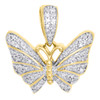 10K Yellow Gold Genuine Diamond Butterfly Pendant 0.70" Statement Charm 0.21 CT.