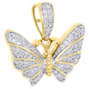 10K Yellow Gold Genuine Diamond Butterfly Pendant 0.70" Statement Charm 0.21 CT.