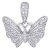 10K White Gold Genuine Diamond Butterfly Pendant 0.70" Statement Charm 0.22 CT.