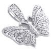 10K White Gold Genuine Diamond Butterfly Pendant 0.70" Statement Charm 0.22 CT.