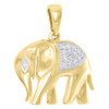 10K Yellow Gold Real Diamond Elephant Pendant 0.85" Pave Statement Charm 1/10 CT