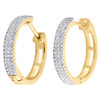 10K Yellow Gold Genuine Diamond 3 Row Mini Hoops Earrings 0.60" Pave Set 1/5 CT.