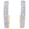 10K Yellow Gold Genuine Diamond 3 Row Mini Hoops Earrings 0.60" Pave Set 1/5 CT.