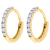 10K Yellow Gold Genuine Diamond Hoops/Huggie Earrings 0.45" Prong Set 0.11 CT.