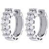 Womens 14K White Gold Real Diamond Mini Hoops Channel Set 0.70" Earrings 3/4 CT.