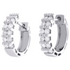 Womens 14K White Gold Real Diamond Mini Hoops Channel Set 0.70" Earrings 3/4 CT.