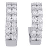 Womens 14K White Gold Real Diamond Mini Hoops Channel Set 0.70" Earrings 3/4 CT.