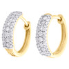 10K Yellow Gold Real Diamond Mini Tier Hoops/Huggie 0.55" Earrings 0.48 CT.