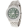 Mens Rolex 36mm DateJust Diamond Watch Jubilee Steel Band Custom Green Dial 2 CT