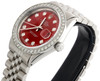 Mens Rolex 36mm DateJust Diamond Watch Jubilee Steel Band Custom Red Dial 2 CT.