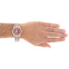 Mens Rolex 36mm DateJust Diamond Watch Jubilee Steel Band Custom Red Dial 2 CT.