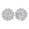 14K White Gold Round Diamond Flower Stud 8.90mm Circle Ladies Earrings 1.50 Ct.