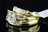 Mens Ladies 10K Yellow Gold Diamond Engagement Ring Trio Set Wedding Band .02 Ct