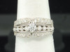 14K White Gold Solitaire Round Cut Diamond Engagement Wedding Bridal Ring Set