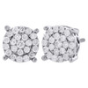 10K White Gold Diamond Flower Stud 8.75mm 4 Prong Halo Round Earrings 0.75 Ct.