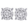 10K White Gold Diamond Flower Stud 8.75mm 4 Prong Halo Round Earrings 0.75 Ct.