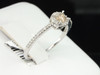 Ladies 10K White Gold Round Cut Brown Champagne Diamond Engagement Ring Wedding