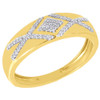 10K Yellow Gold Diamond Trio Set Matching Cube Engagement Ring & Band 0.50 Ct.