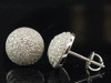 Mens Ladies 10K White Gold Diamond 3-D Circle Domed Cube Earrings Studs 0.80 ct.