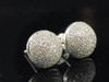 Mens Ladies 10K White Gold Diamond 3-D Circle Domed Cube Earrings Studs 0.80 ct.