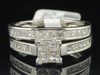 Princess Diamond Bridal Set 14K White Gold Engagement Ring Wedding Band 1 Ct.