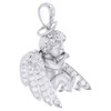 14K White Gold Diamond Halo 3D Baby Angel Pendant Satin Finish Charm 0.98 Ct.