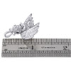 14K White Gold Diamond Halo 3D Baby Angel Pendant Satin Finish Charm 0.98 Ct.