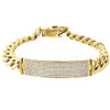 10K Yellow Gold Solid Miami Cuban Link Bracelet Mens Pave Diamond ID 8.70" 3 Ct.