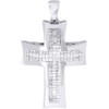 Diamond Mini Princess Cut Domed Cross Pendant 10K White Gold Charm 0.90 Ct.