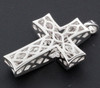 Diamond Mini Princess Cut Domed Cross Pendant 10K White Gold Charm 0.90 Ct.
