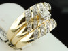 Diamond Trio Set 14K Yellow Gold Matching Engagement Ring Wedding Band 0.07 Ct.