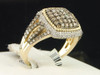 Brown Diamond Cocktail Ring 10K Yellow Gold Designer Right Hand Band 1.06 Ct.