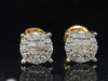 Ladies 14K Yellow Gold Princess Cut Halo Set Diamond Studs Earrings 0.50 Ct.