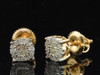 Ladies 14K Yellow Gold Princess Cut Halo Set Diamond Studs Earrings 0.25 Ct.