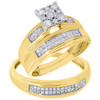 Diamond Trio Set Engagement Ring Wedding Band Yellow Gold Men's Women's .22 Ct
