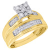 Diamond Trio Set Engagement Ring Wedding Band Yellow Gold Men's Women's .22 Ct