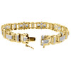 Diamond Statement Bracelet Mens 10K Yellow Gold 9 Inch Pave Link Round Cut 1 Ct.